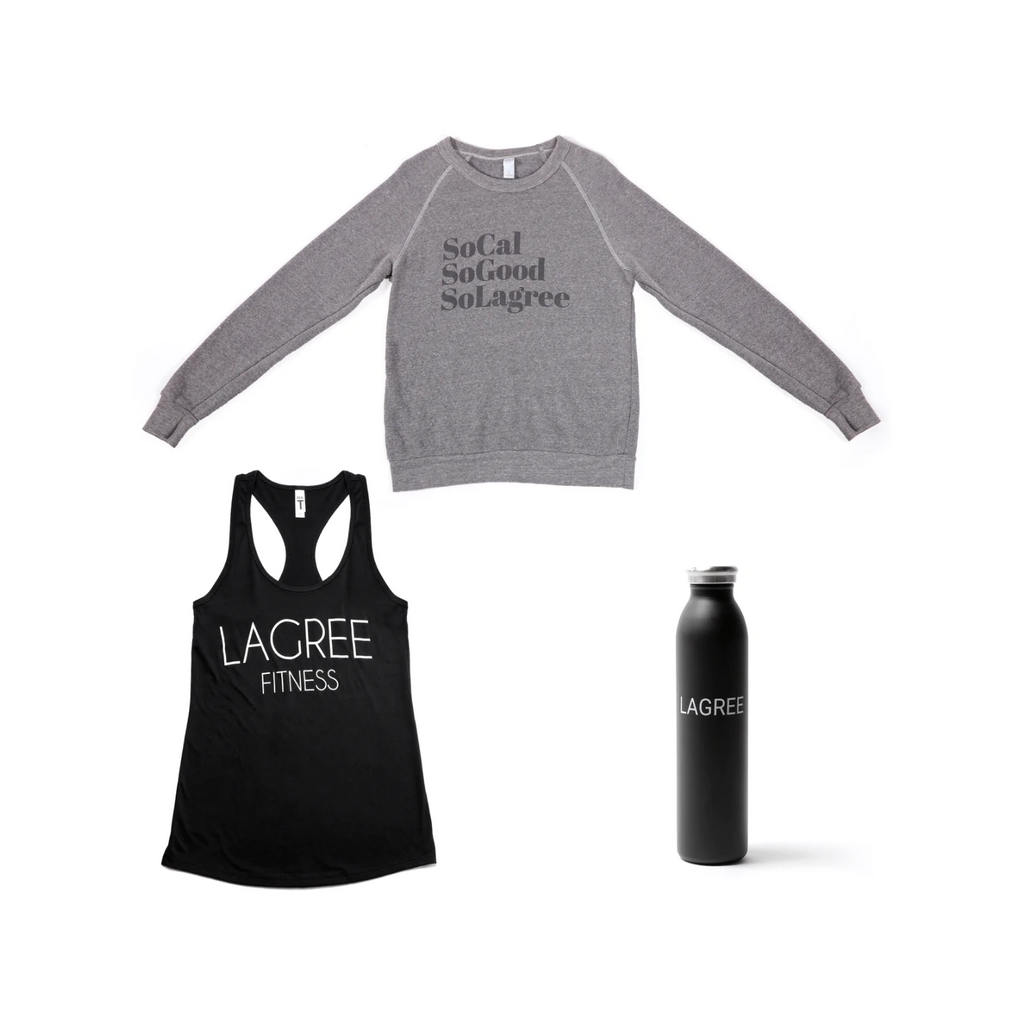 LAGREE Racerback + Lagree Water Bottle + SCSG Sweater Bundle